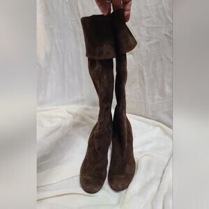 San Frediano Tall Brown Suede Heeled Boots Size 36.5